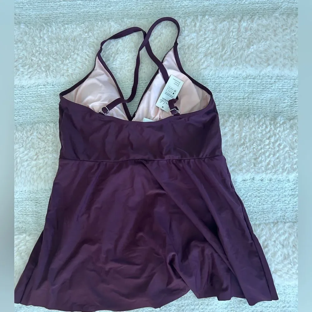Cupshe Women's Ruched Cross Back Swim Dress, Size Small, Purple, NWT_2